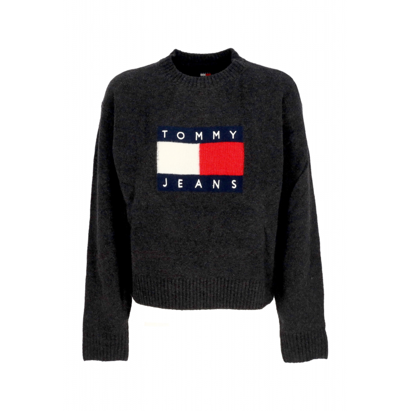 Frauen W Melange Fahne Pullover schwarz Melange Pullover