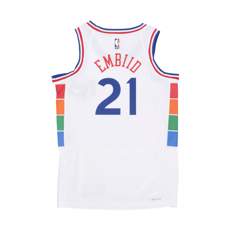 Herren Basketball Nba Dri Fit Swingman Jersey No 21 Joel Embiid Phi76e weiB/original Team Farben