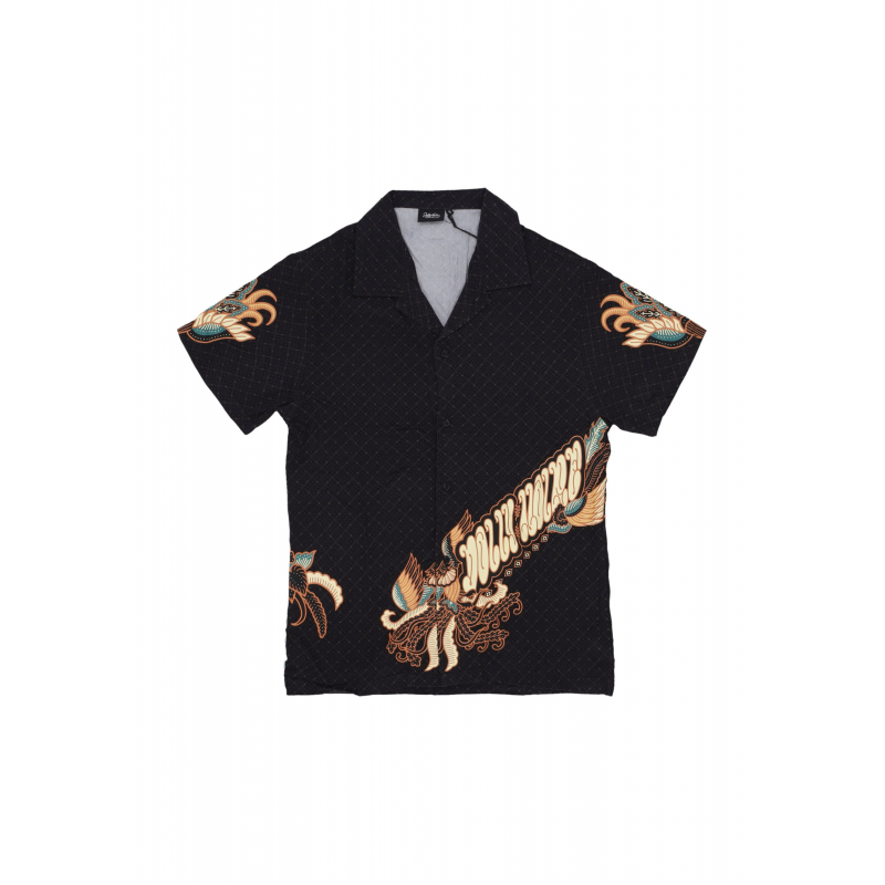 Shirt Short Sleeve Harmony Batik Bowling Hemd schwarz