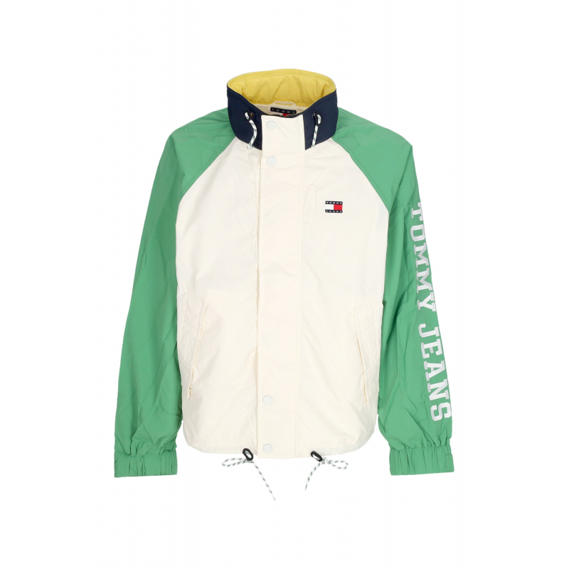 Herren Windjacke Farbe Block Jacke Antike WeiB/Koastal Grun