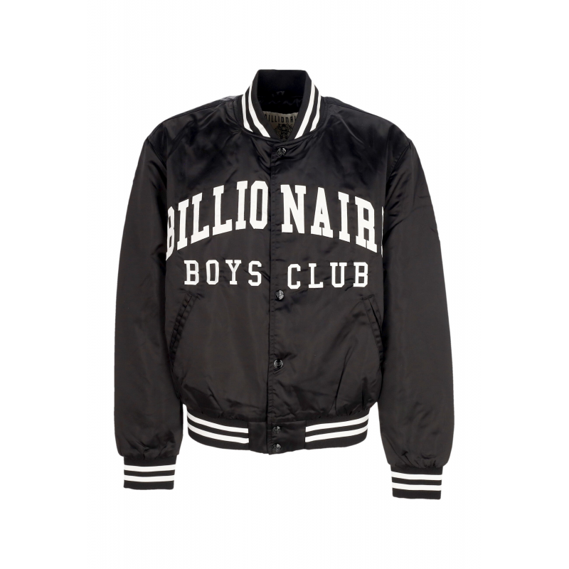 Herren Bomber Jacket College Satin Bomber Jacke Schwarz