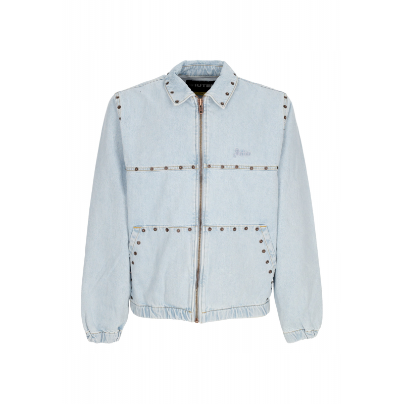 Jeans Man Rivets Harrington Denim Jacke Hellblau