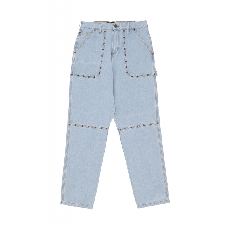 Jeans Man Rivets Fatigue Denim Light Blue