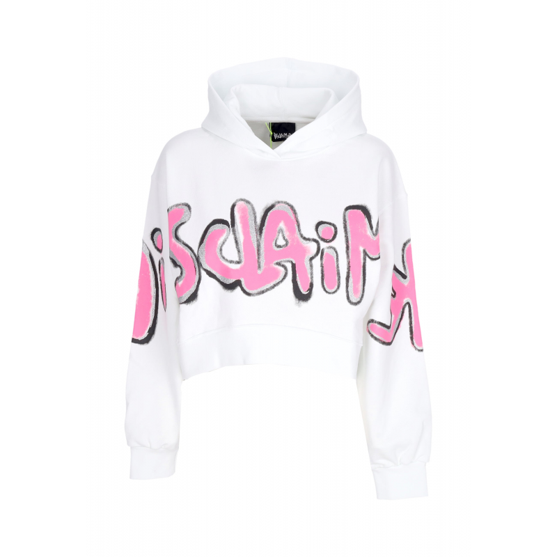 Women's Short Hoodie W Big Logo Crop Hoodie WeiB