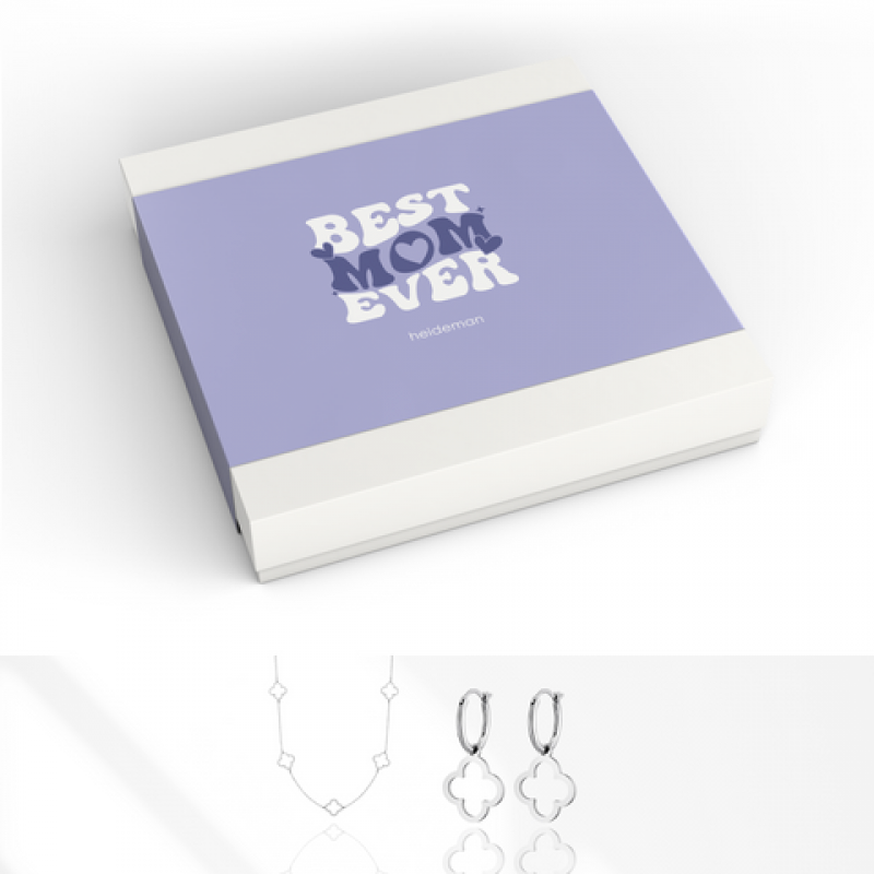 Heideman Geschenkbox BEST MOM Kleeblatt : Silber S