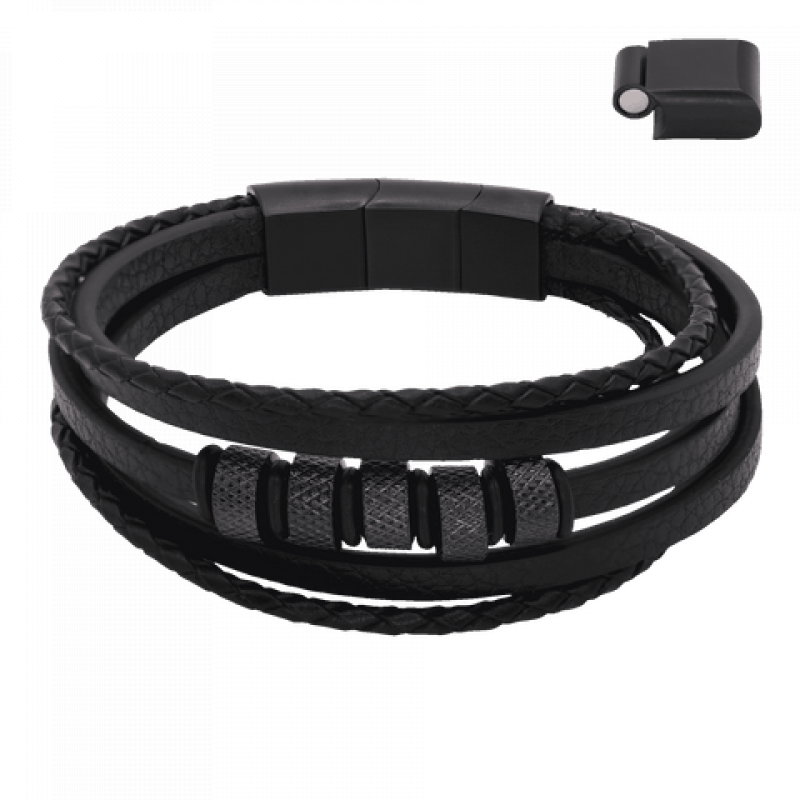 Heideman Herren Lederarmband Casper : Schwarz 17