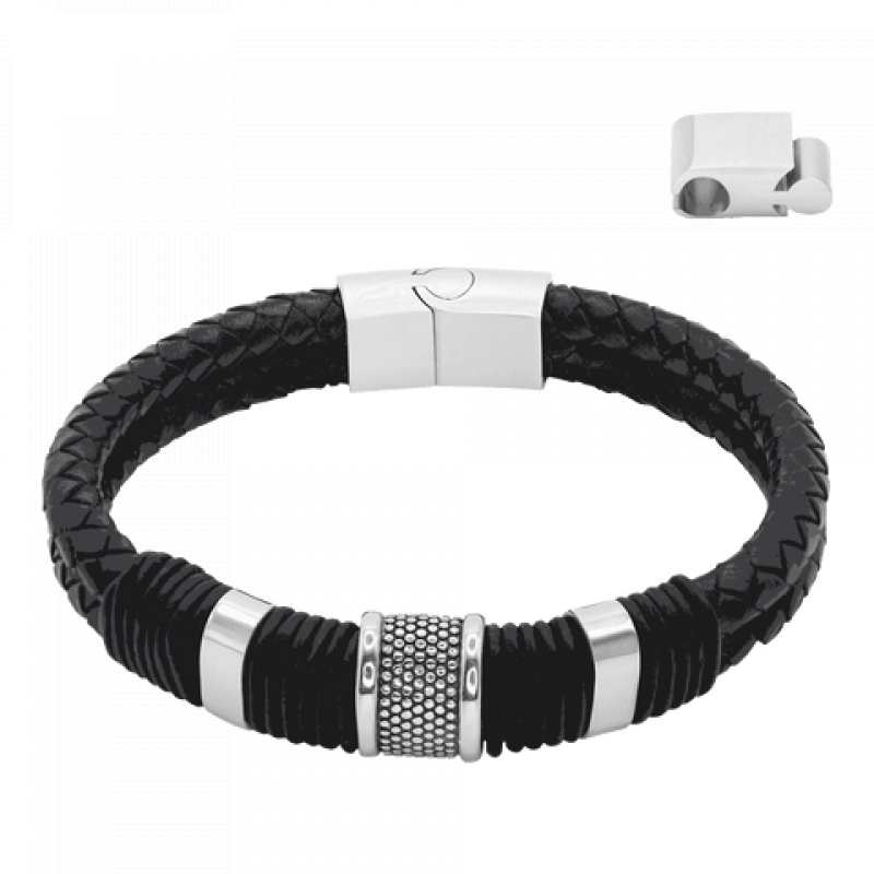 Heideman Herren Lederarmband Kian : Schwarz 17
