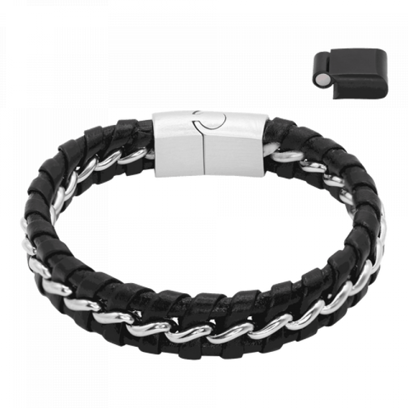 Heideman Herren Lederarmband Laurin : Schwarz 21