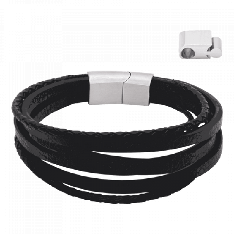 Heideman Herren Lederarmband Samu : Schwarz 17