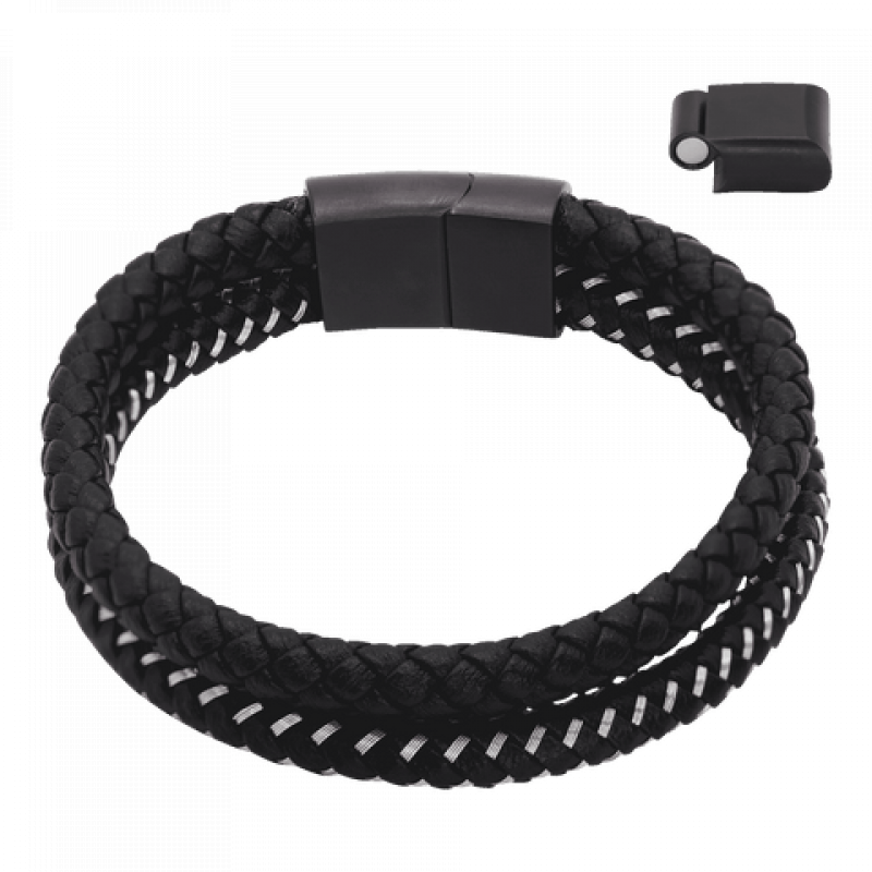 Heideman Herren Lederarmband Timon : Schwarz 17