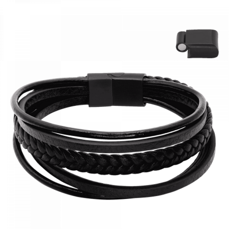 Heideman Herren Lederarmband Joris : Schwarz 17