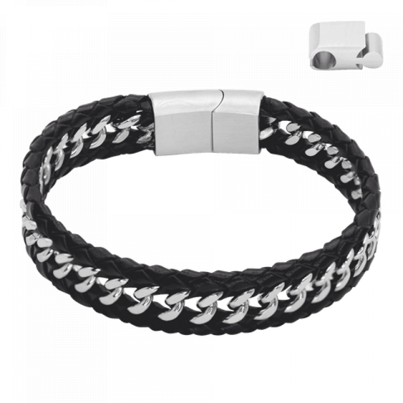 Heideman Herren Lederarmband Henny : Schwarz 17