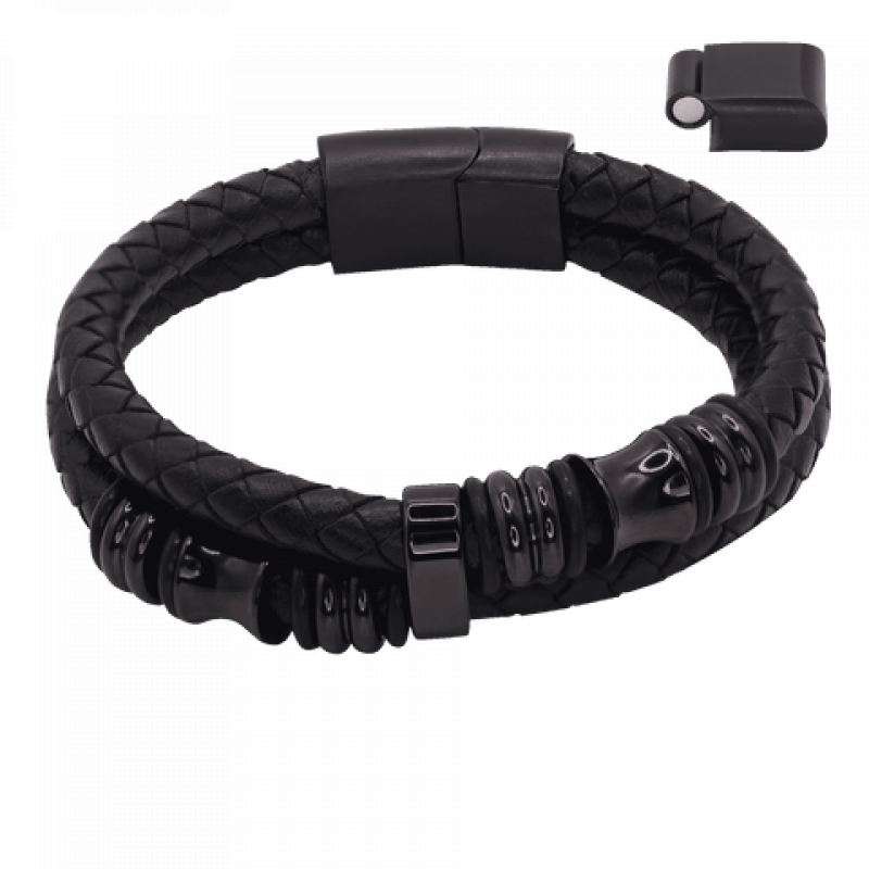 Heideman Herren Lederarmband Luca : Schwarz 17