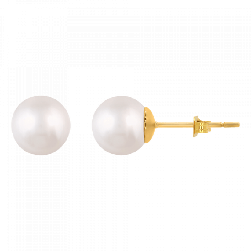 Heideman Damen Ohrringe Ohrstecker mit Perle weiss 8mm : Gold