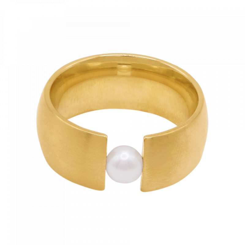 Heideman Damen Damenring Globus Perle weiß : Gold 50