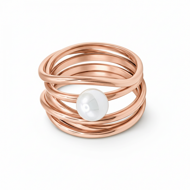 Heideman Damen Damenring Serpens gold mit Perle weiß : Rose 50