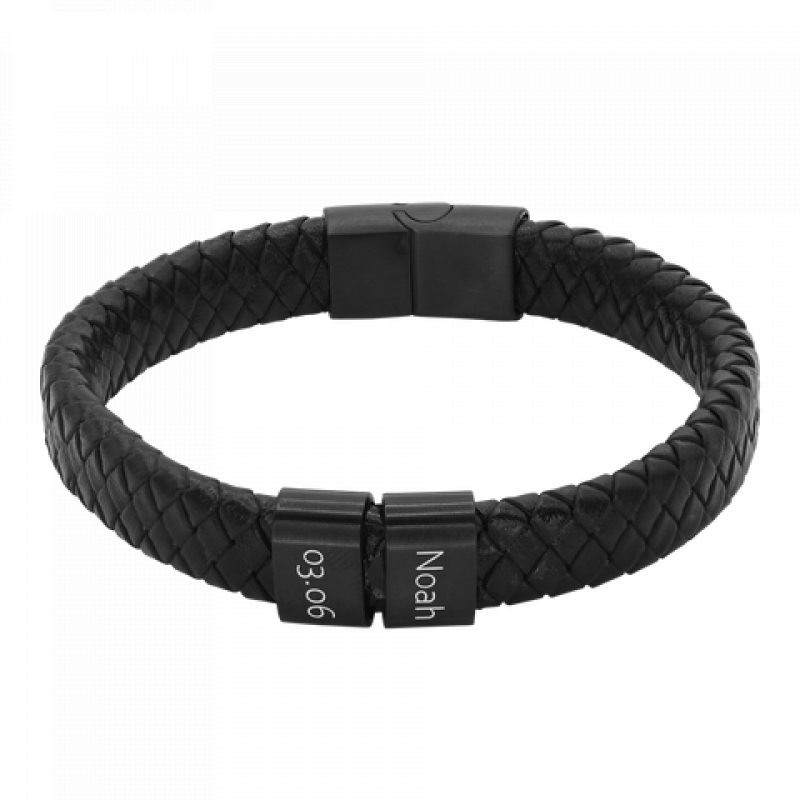 Heideman Lederarmband Titus - 2 Elemente : Schwarz 19