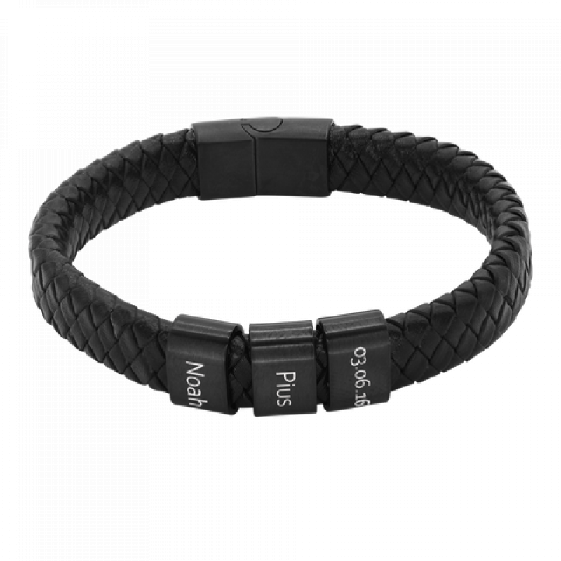 Heideman Lederarmband Titus - 3 Elemente : Schwarz 19
