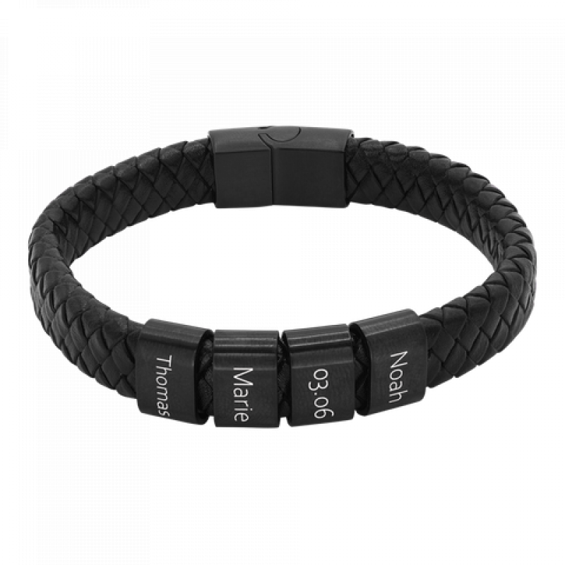 Heideman Lederarmband Titus - 4 Elemente : Schwarz 19