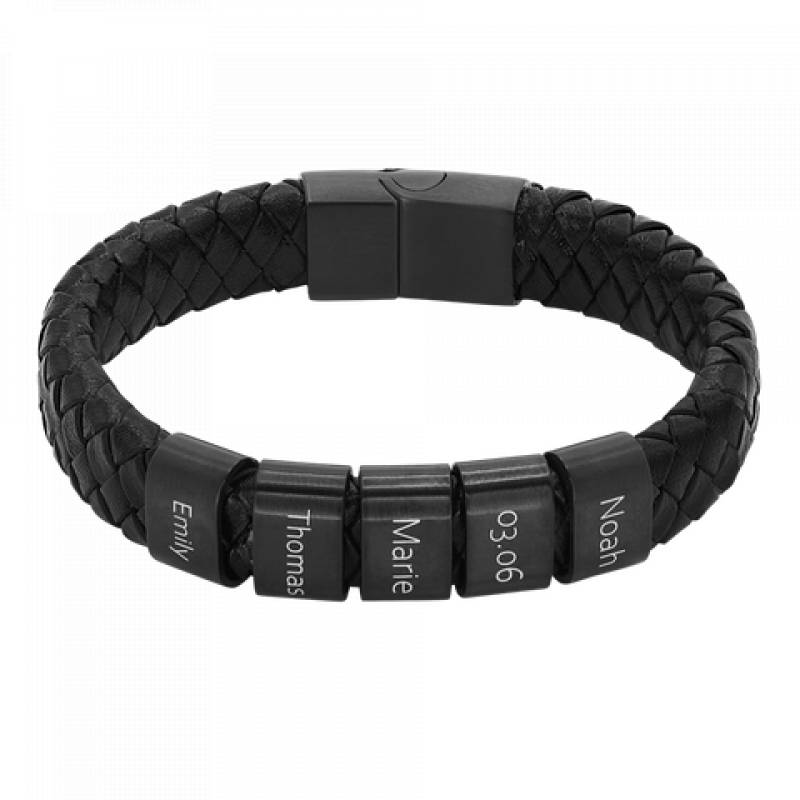 Heideman Lederarmband Titus - 5 Elemente : Schwarz 23