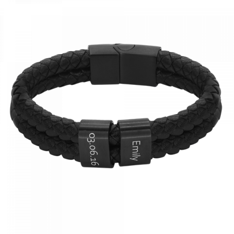 Heideman Lederarmband Elian - 2 Elemente : Schwarz 19