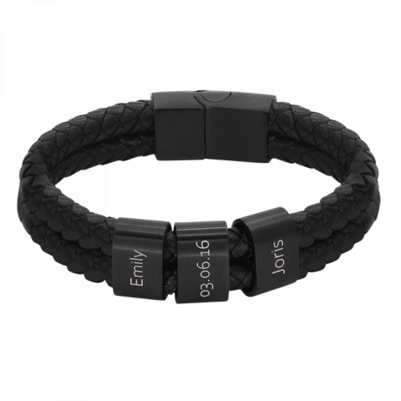 Heideman Lederarmband Elian - 3 Elemente : Schwarz 19