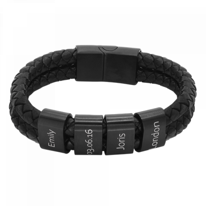 Heideman Lederarmband Elian - 4 Elemente : Schwarz 19
