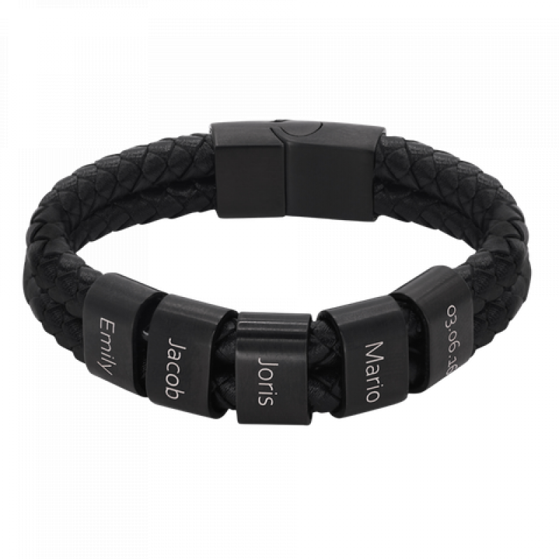 Heideman Lederarmband Elian - 5 Elemente : Schwarz 19