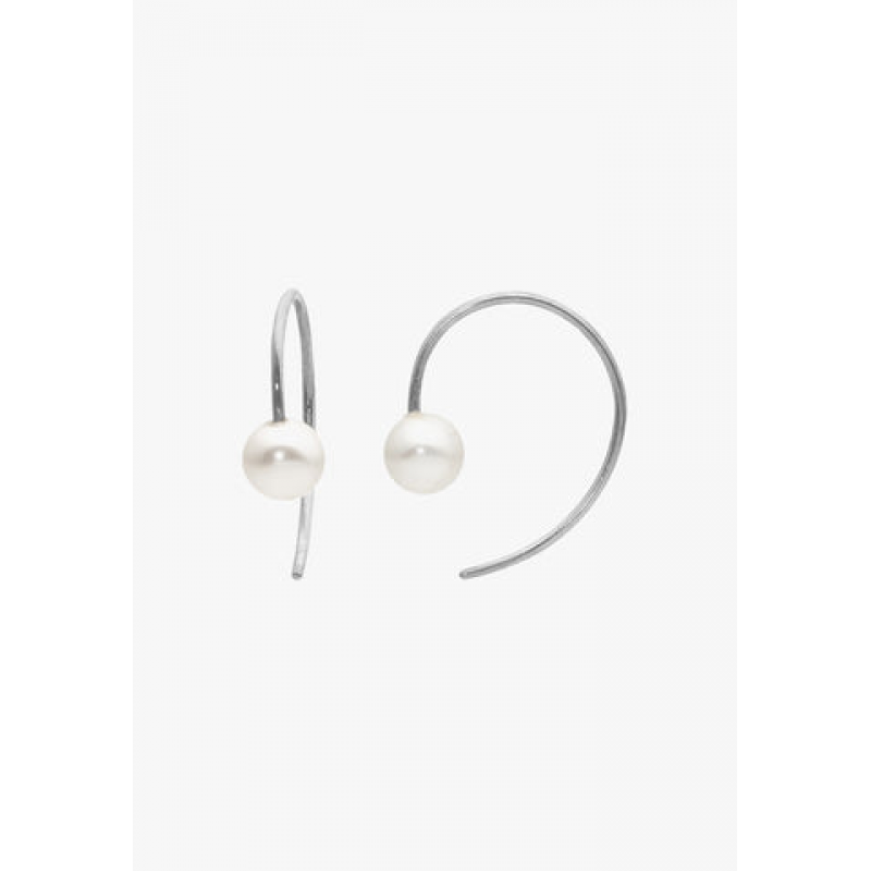 Heideman Damen Ohrringe Loop mit Perle weiß : Silber