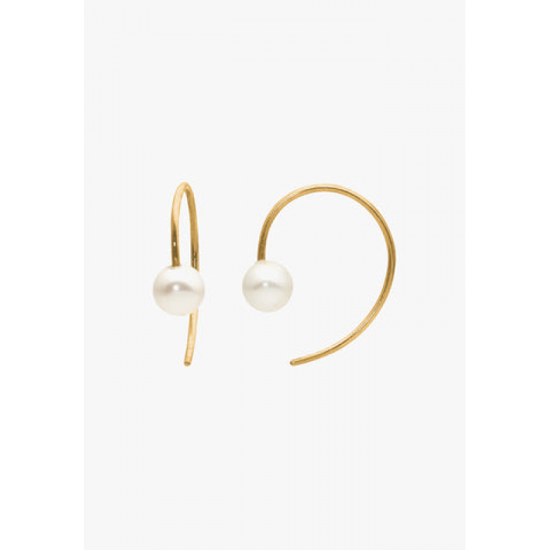 Heideman Damen Ohrringe Loop mit Perle weiß : Gold