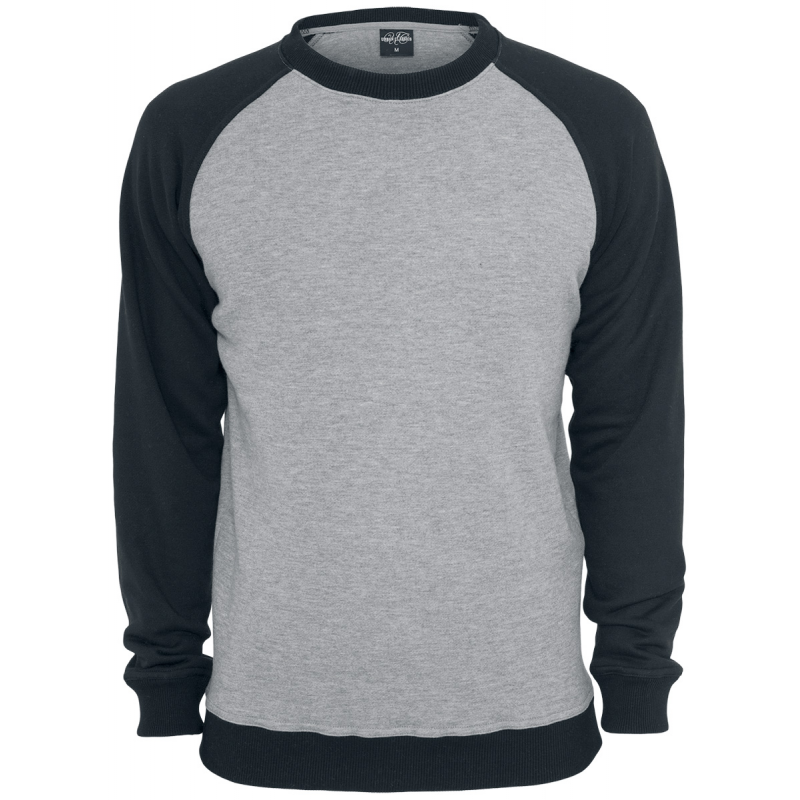 Urban Classics 2-Tone Raglan Crewneck Sweatshirt grau schwarz in 3XL – Bild 1 von 5