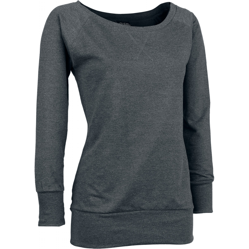 Urban Classics Ladies Wideneck Crewneck Sweatshirt charcoal in 3XL – Bild 1 von 4