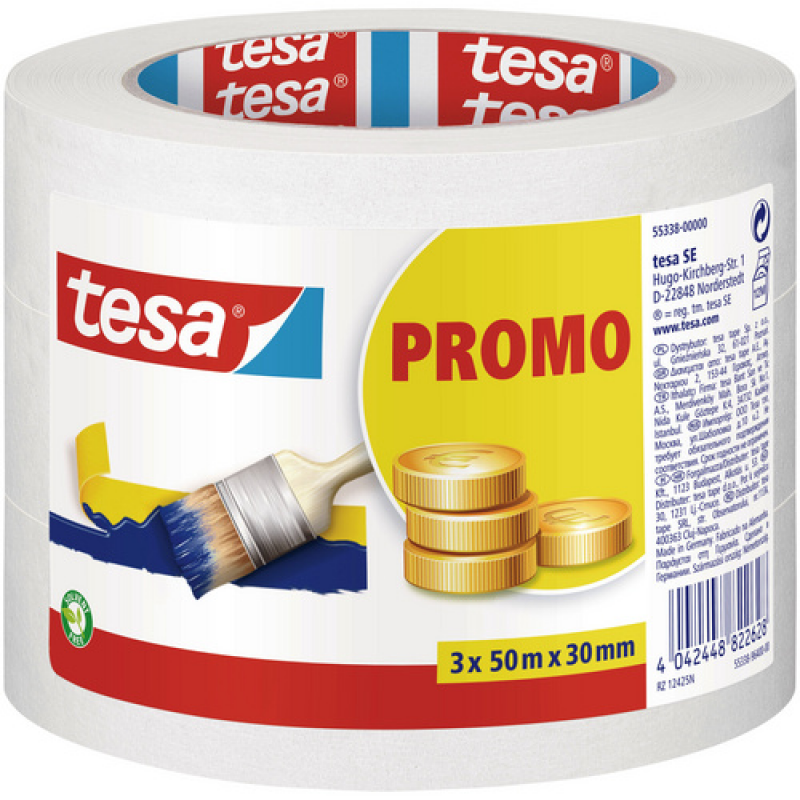 TESA Kreppband »PROMO«, 3er-Set, transparent, BxL: 30 mm x 50 m