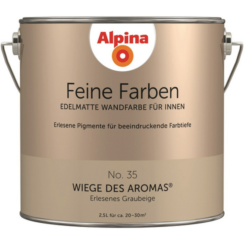 ALPINA FARBEN Wandfarbe »Feine Farben«, edelmatt, 2,5 l für ca. 20-30m² - beige – Bild 1 von 5