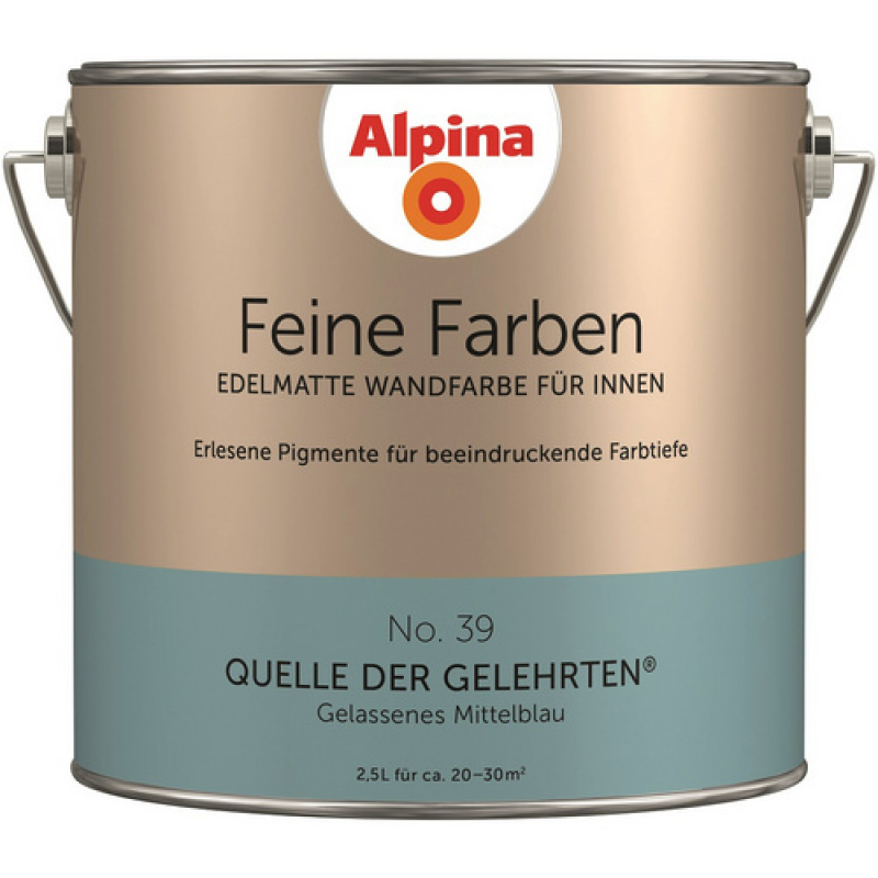 ALPINA FARBEN Wandfarbe »Feine Farben«, edelmatt, 2,5 l für ca. 20-30m² - blau – Bild 1 von 5