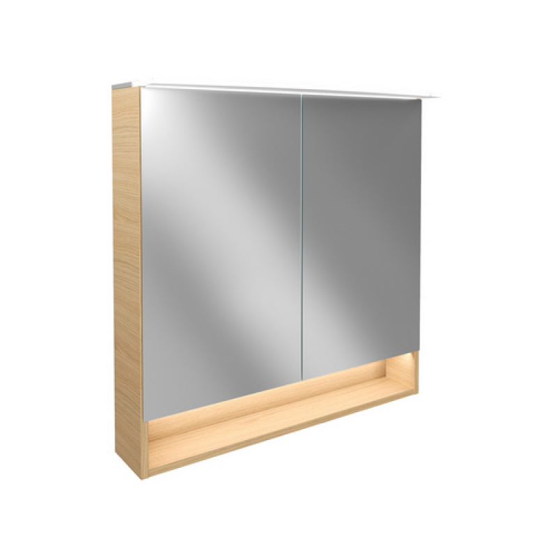FACKELMANN Spiegelschrank »B.style«, Sandeiche, LED, 2 Türen, BxHxT: 80 x 81,2 x 26,3 cm - grau – Bild 1 von 5