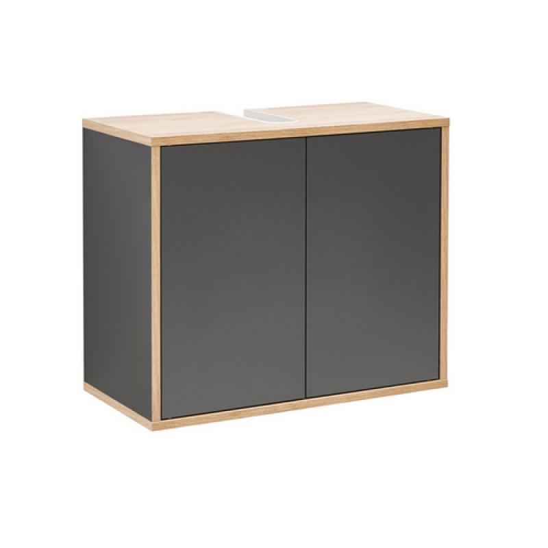 FACKELMANN Waschbeckenunterschrank »FINN«, Anthrazit, 2 Türen, BxHxT: 60 x 50 x 30,5 cm - grau – Bild 1 von 4