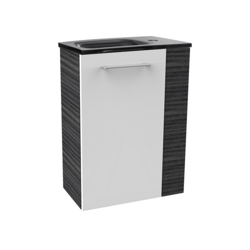 FACKELMANN Waschbeckenunterschrank »SBC Gäste Bad«, links, Dark-Oak/Weiß, Hochglanz, BxHxT: 44 x 60 x 24,3 cm - weiss – Bild 1 von 3