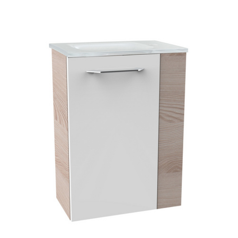 FACKELMANN Waschbeckenunterschrank »SBC Gäste Bad«, links, Alaska-Esche/Weiss, Hochglanz, BxHxT: 44 x 60 x 24,3 cm – Bild 1 von 4