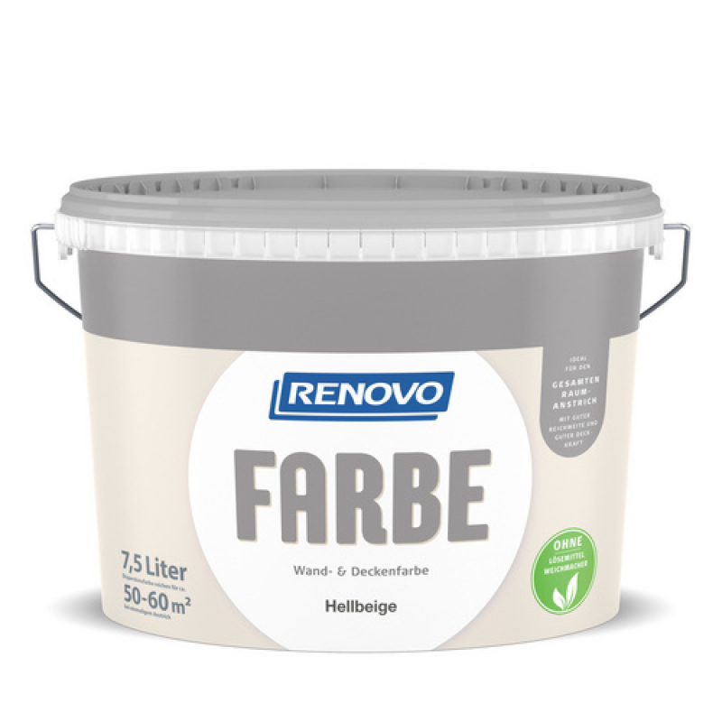 RENOVO Dispersionsfarbe, hellbeige, matt, 7,5 l – Bild 1 von 2