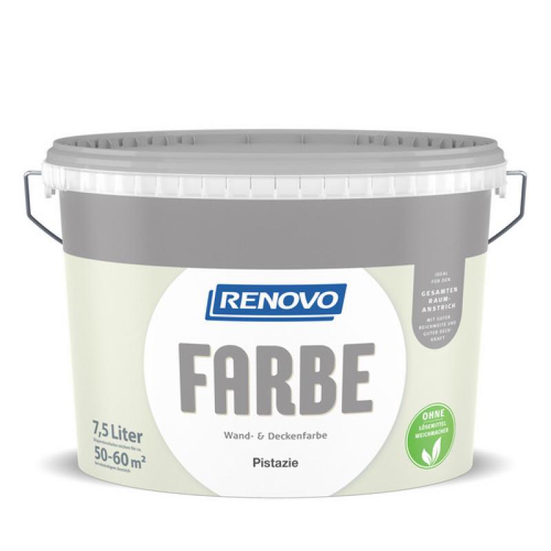 RENOVO Dispersionsfarbe, 7,5 l, pistaziengrün, matt - gruen – Bild 1 von 2