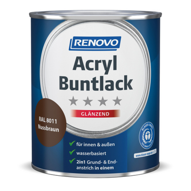 RENOVO Acryl-Buntlack, nussbraun RAL 8011, glänzend, 0,75l