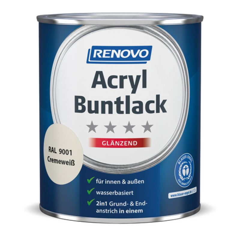 RENOVO Acryl-Buntlack, cremeweiss RAL 9001, glänzend, 0,75l