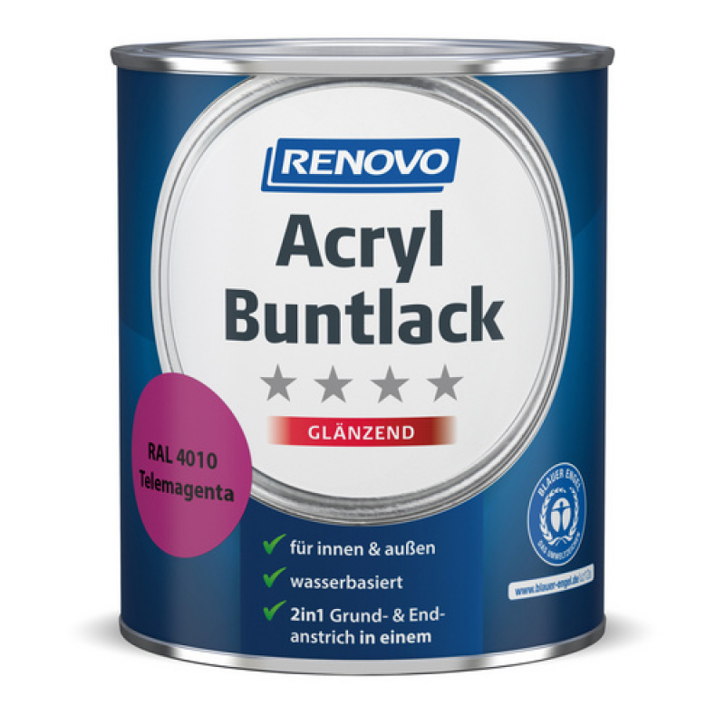 RENOVO Acryl-Buntlack, telemagenta RAL 4010, glänzend, 0,75l - rot