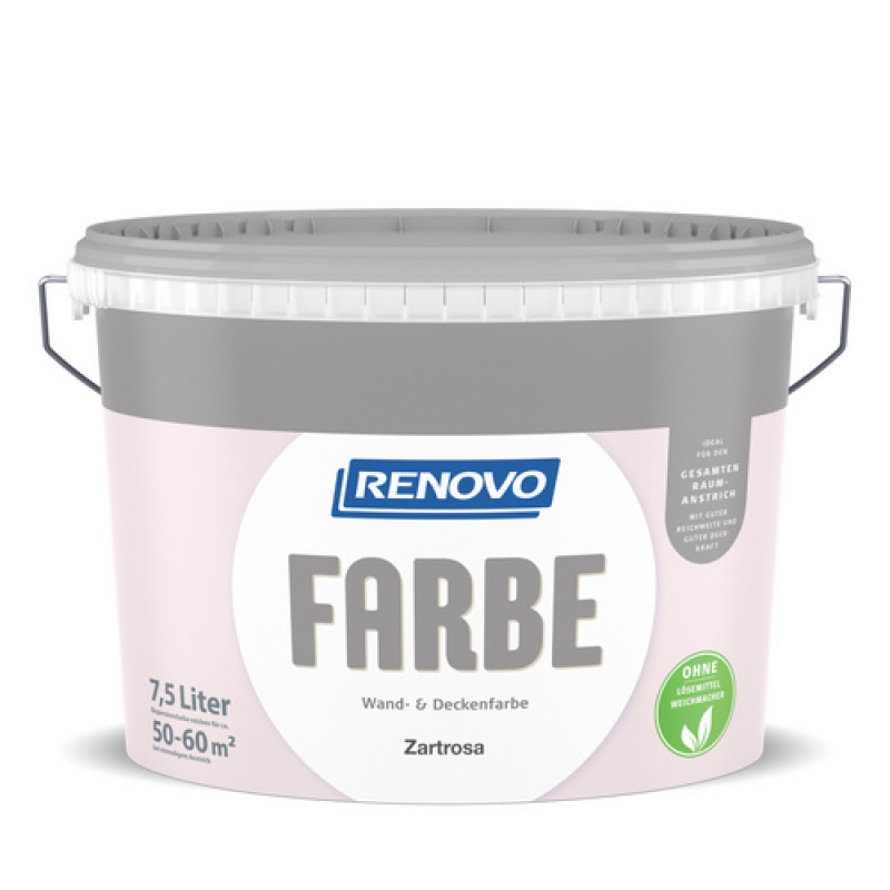 RENOVO Dispersionsfarbe, 7,5 l, zartrosa, matt – Bild 1 von 2