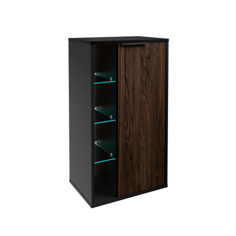 FACKELMANN Midischrank »B.Paris«, BxHxT: 47 x 84,2 x 32 cm, Schwarz matt - braun – Bild 1 von 2