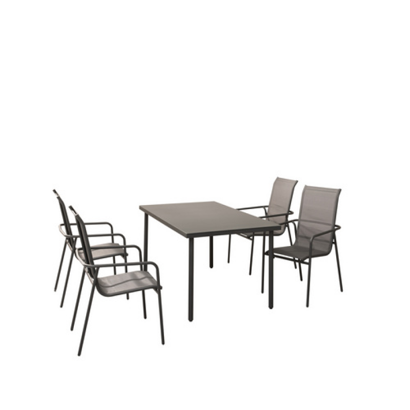 CASAYA Gartenmöbelset »Virgo«, 5-teilig, Stahl/Textil, schwarz - grau – Bild 1 von 2