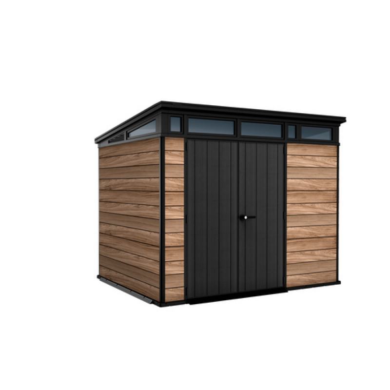 KETER Gerätehaus Pent 9x7 in Holzoptik - braun – Bild 1 von 5