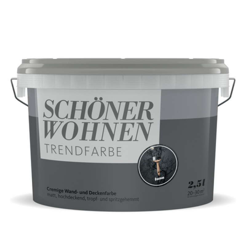 SCHÖNER WOHNEN FARBE Dispersionsfarbe »Trendfarbe«, Luna, matt - grau – Bild 1 von 4