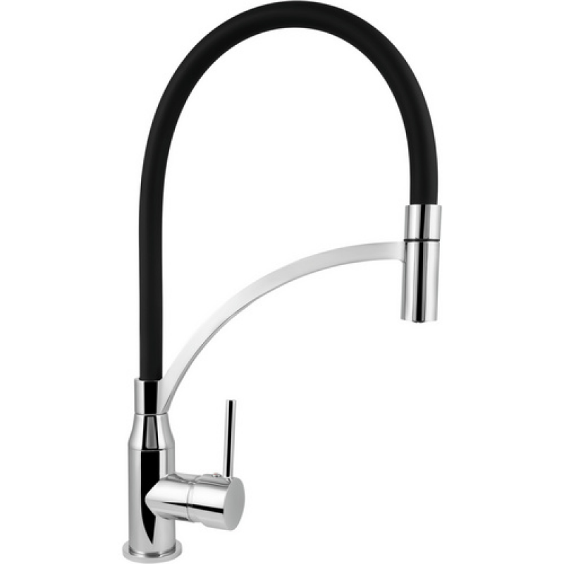 WELLWATER Einhebelmischer, Chrom -Schwarz, 360° schwenkbarer Auslauf